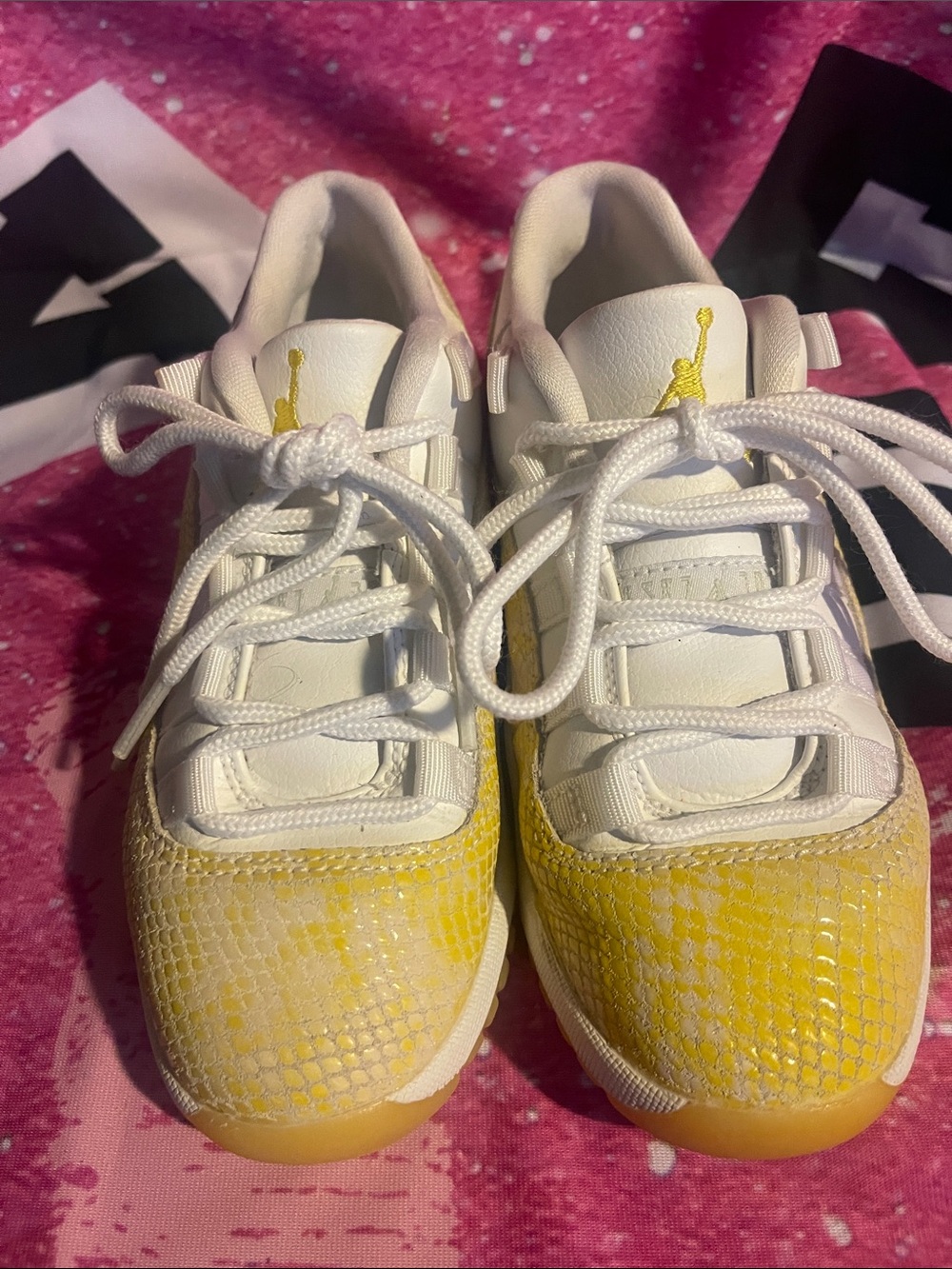 Jordan White and Yellow Low-Top Sneakers